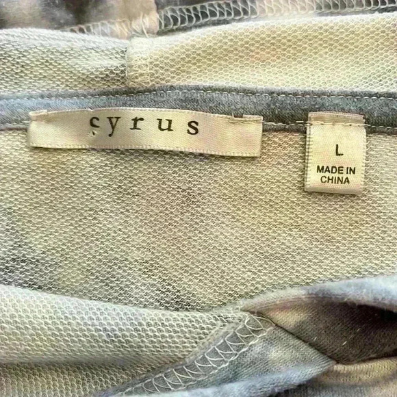 Cyrus Navy and Gray Tie Dye Hooded Drawstring Sweatshirt Hoodie Size L - Picture 6 of 7